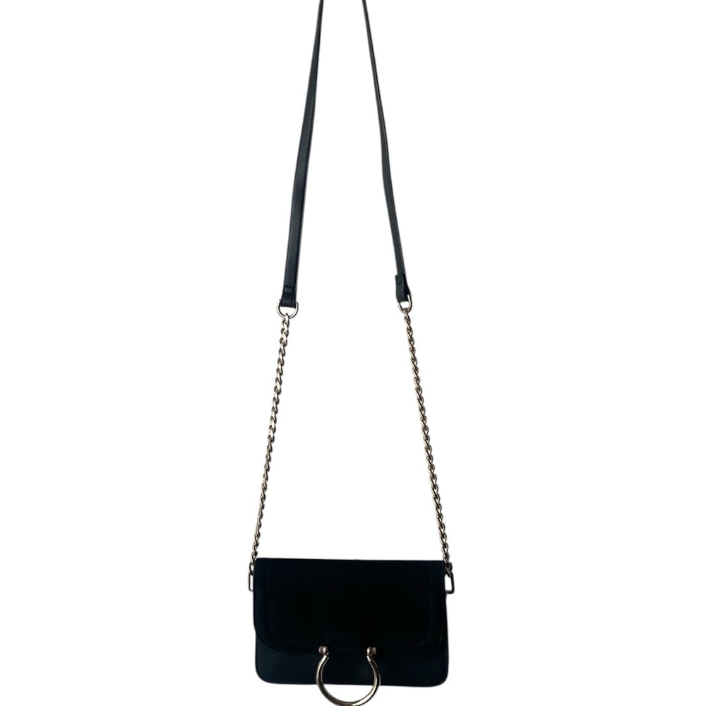 Topshop Black Crossbody Bag with Gold Accents